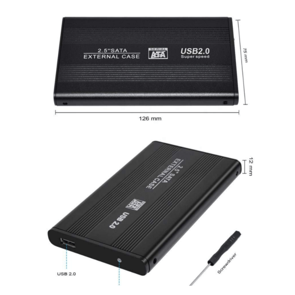 Exeller Hard Disk Drive Enclosure 2.5 inch Sata HDD USB 2.0 Laptop Disk Case - Image 2
