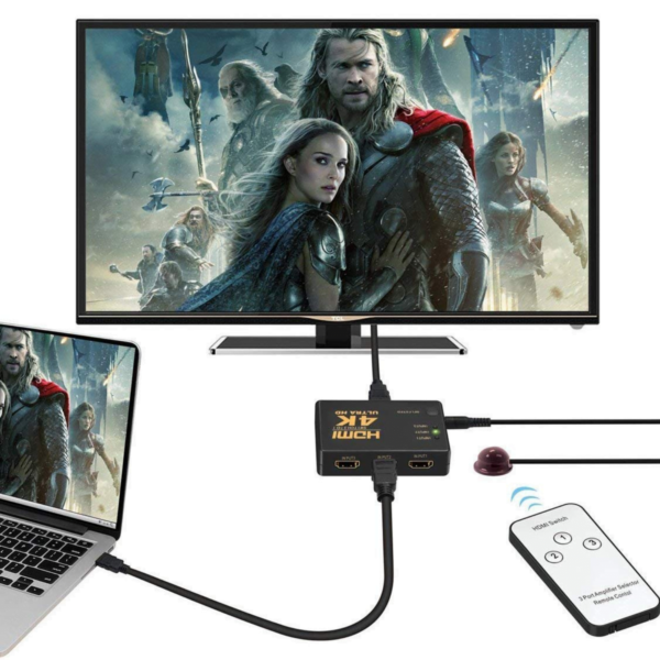 Exeller HDMI Splitter - 3 Input, 4K Switch with Remote for Home - Image 3