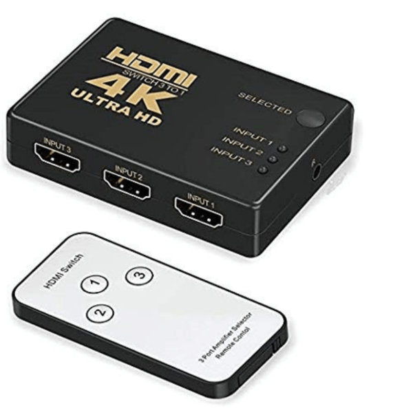 Exeller HDMI Splitter - 3 Input, 4K Switch with Remote for Home