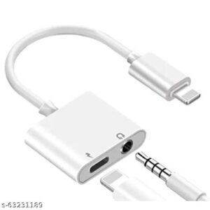 Exeller 2 in 1 iPhone Dual Port Earphone Cable Adapter for iOS
